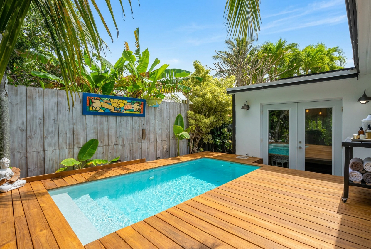 Heated pool and tropical deck