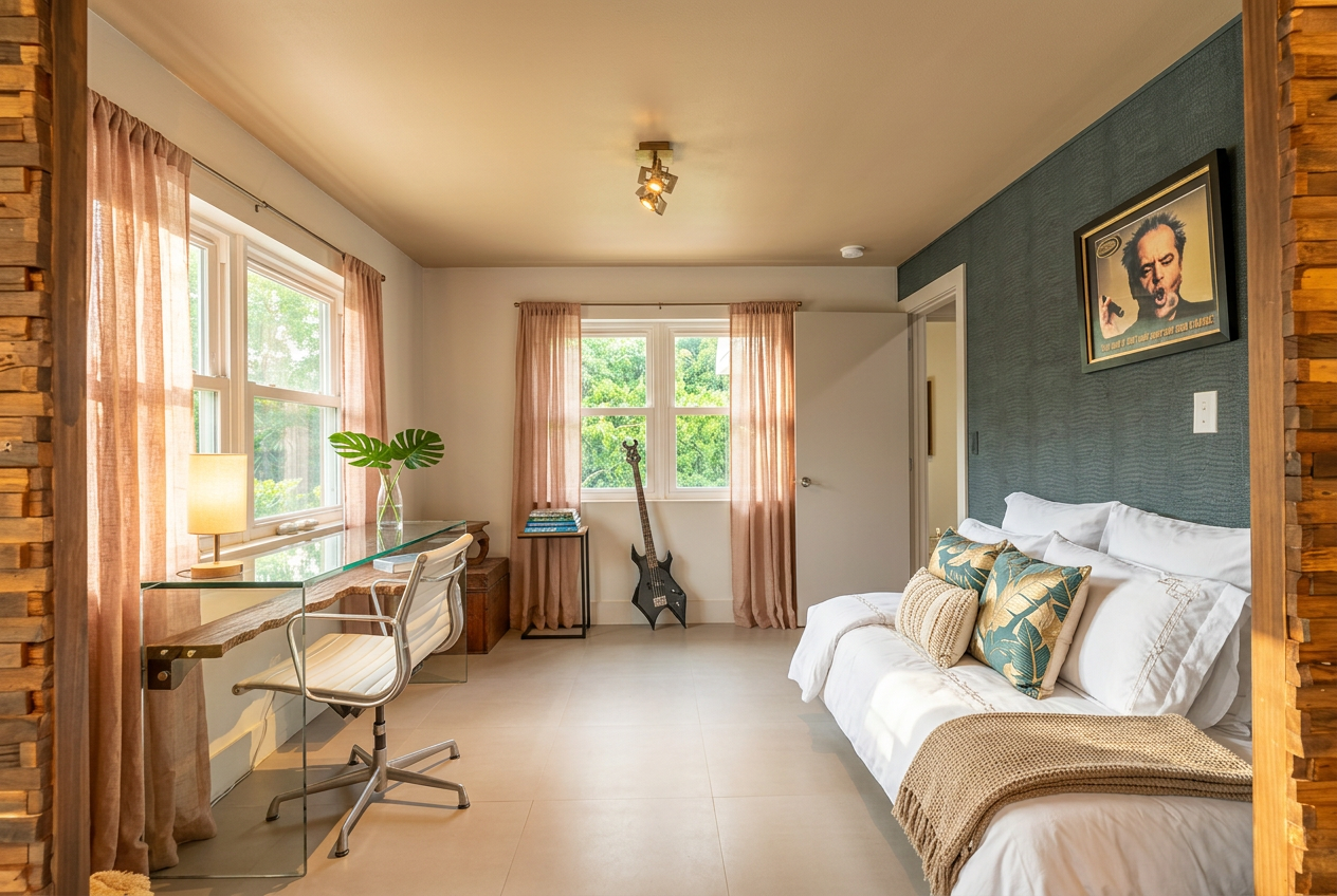 Bedroom suite with workspace nook